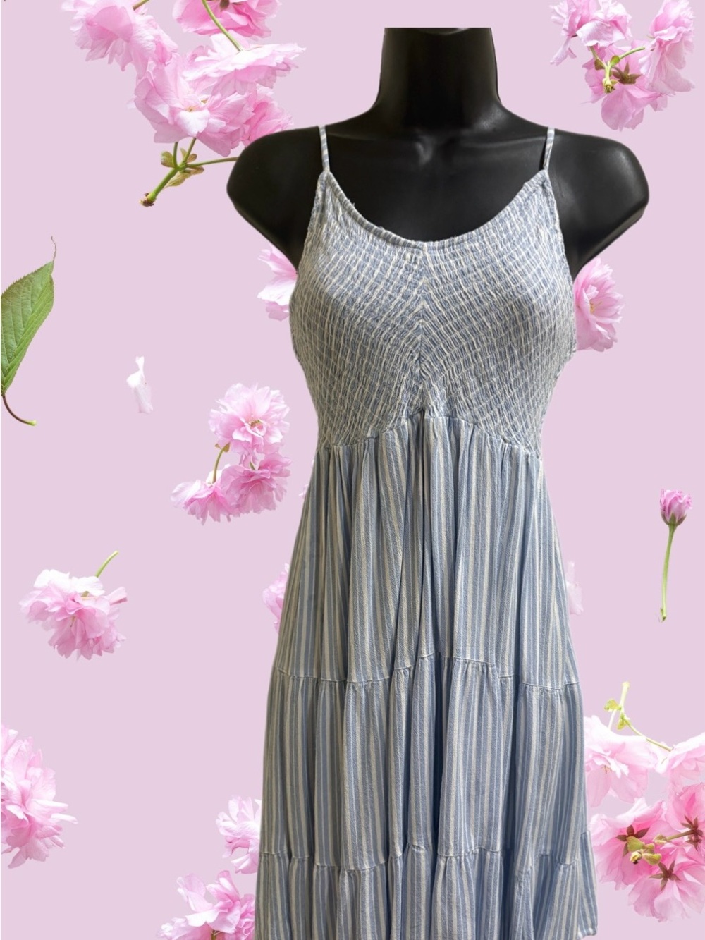 Angie Light Blue Striped Smocked Sundress⭐️NWT⭐️